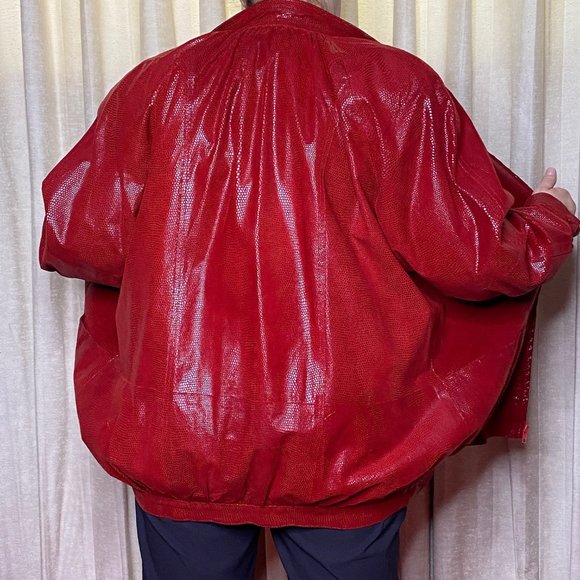 Red Leather Jacket Coat - Picture 3 of 5